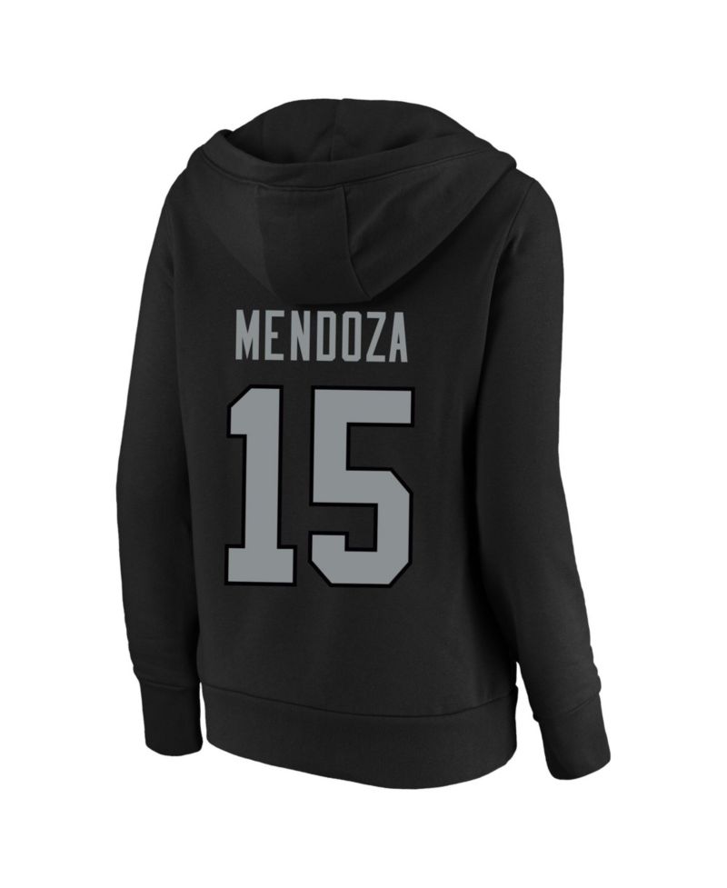 Women's Fernando Mendoza Black Las Vegas Raiders Plus Size Player Name & Number V-Neck Hoodie