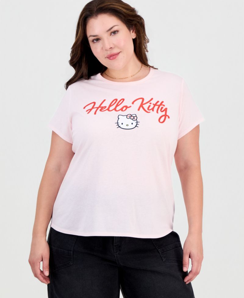Plus Size Hello Kitty Tee With App Graphic Crewneck T-Shirt