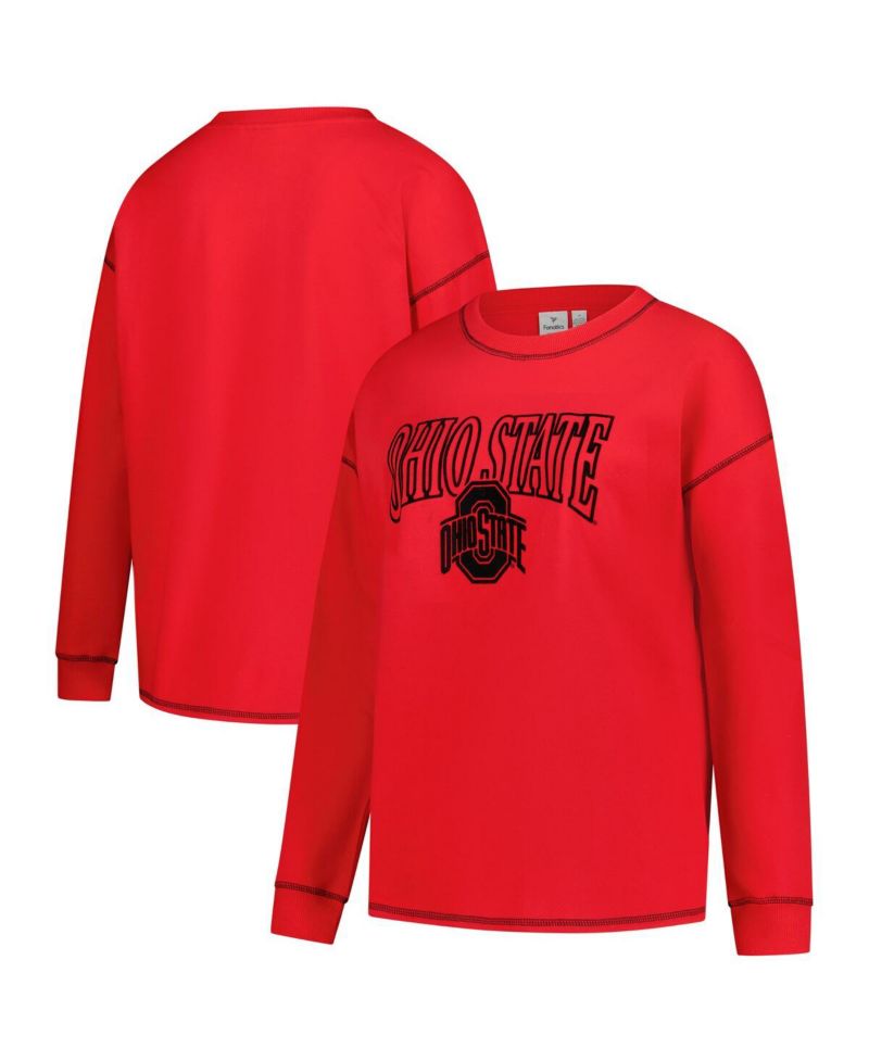 Women's Scarlet Ohio State Buckeyes Plus Size Contrast Stitch Sweatshirt