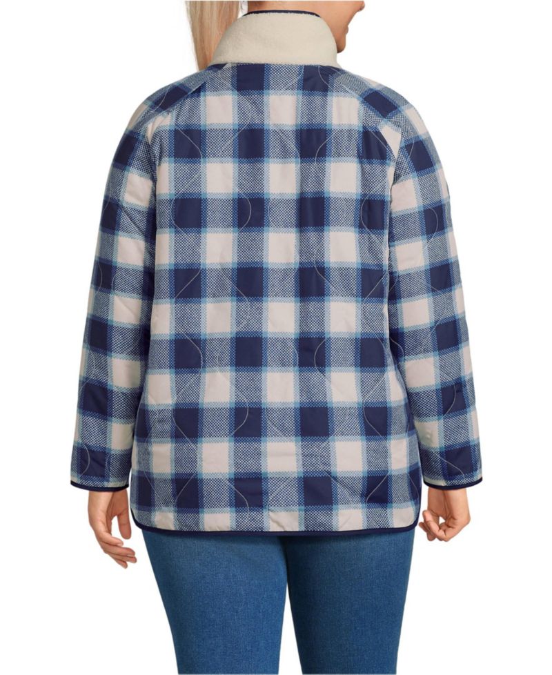 Plus Size High Pile Fleece Reversible Mixed Media Long Jacket