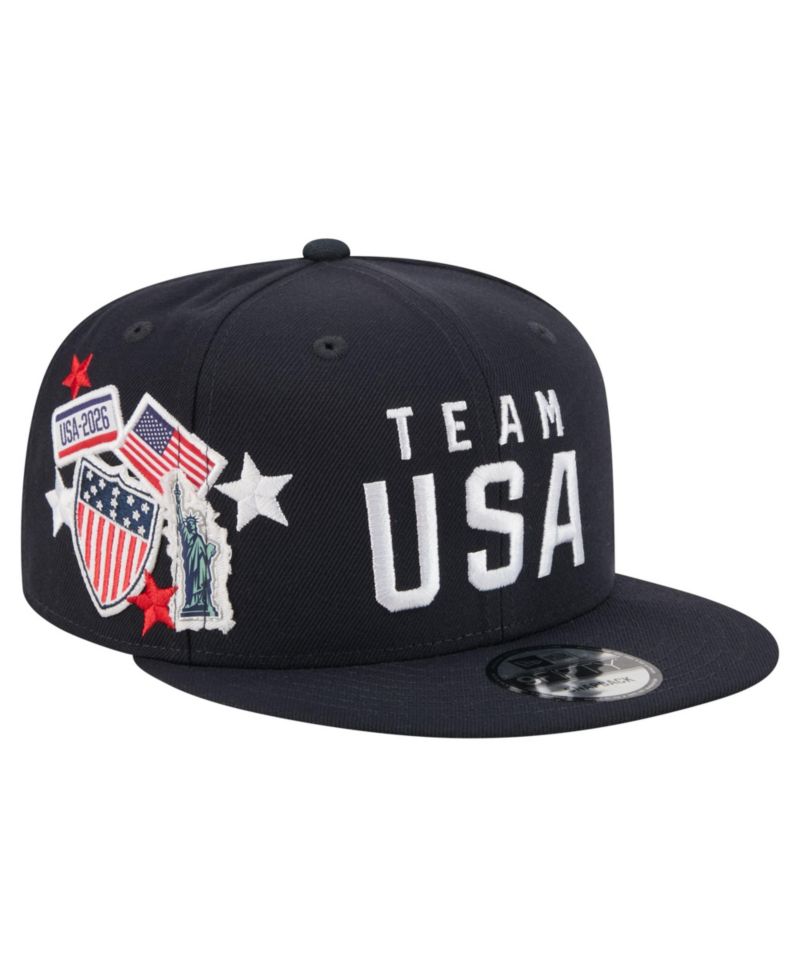 Men's and Women's Navy Team USA Country Patch 9FIFTY Snapback Hat