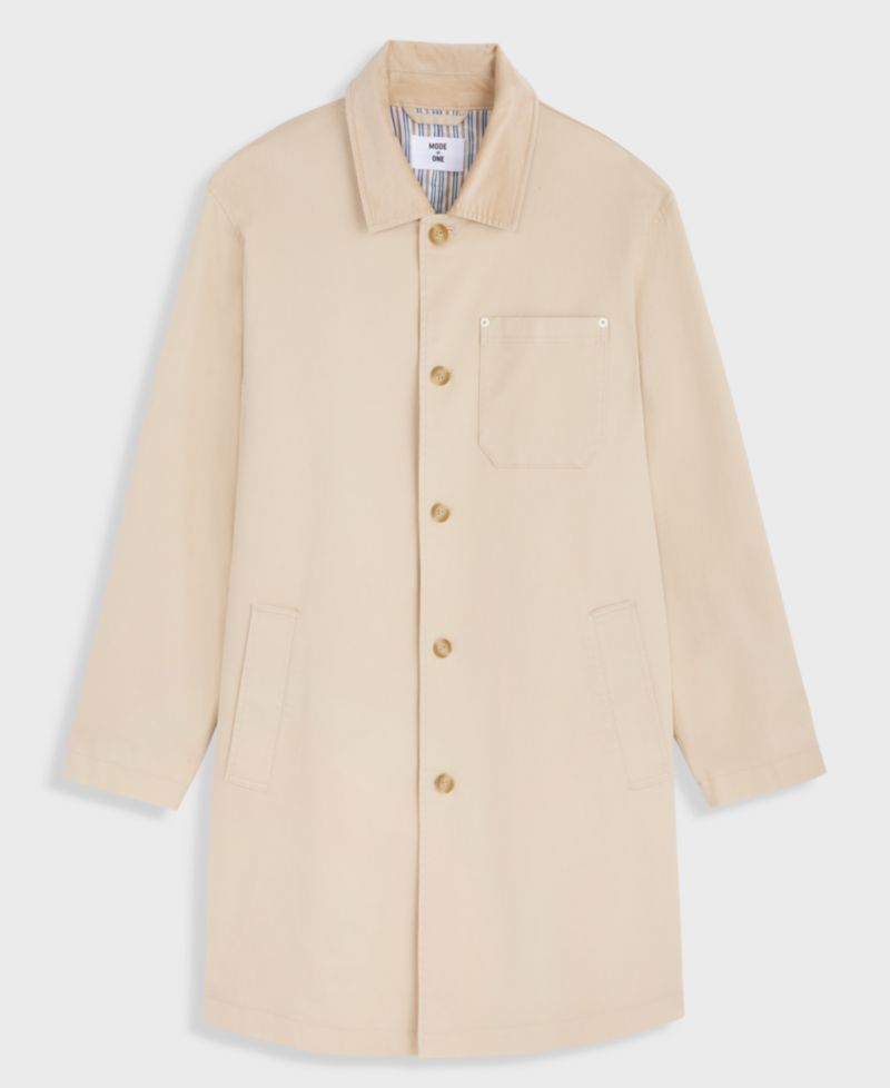 Men's Relaxed-Fit Cotton-Twill Overcoat