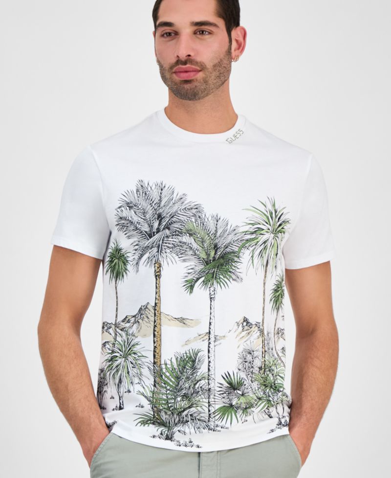Men's Urban Palm Tree Short-Sleeve Crewneck Graphic T-Shirt