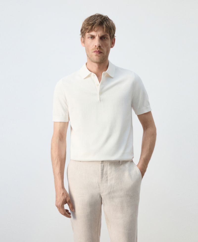 Men's Cotton Fine-Knit Polo Shirt