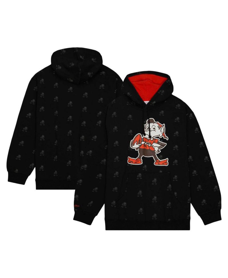 Men's Black Cleveland Browns Allover Print Fleece Pullover Hoodie