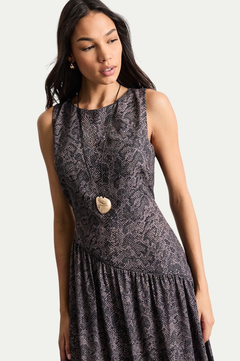 Women's Printed Chiffon Tiered Maxi Dress