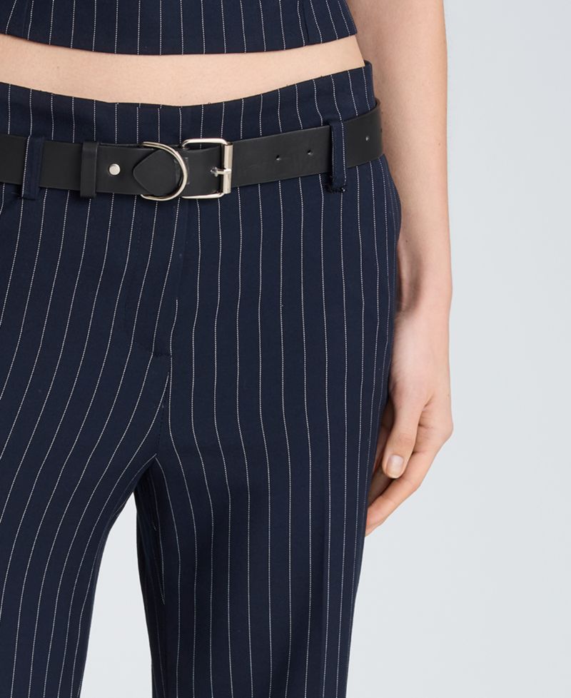 Women's Pinstripe Belted Flare Pants