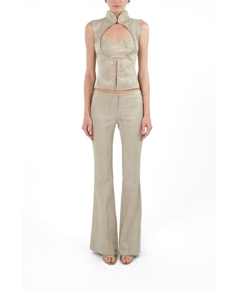 Women's Snake Print Jacquard Flare Trousers