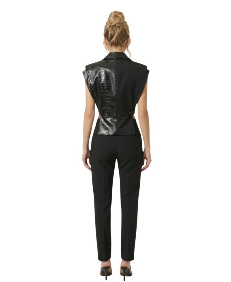 Women's Mixed Texture Sleeveless Blazer
