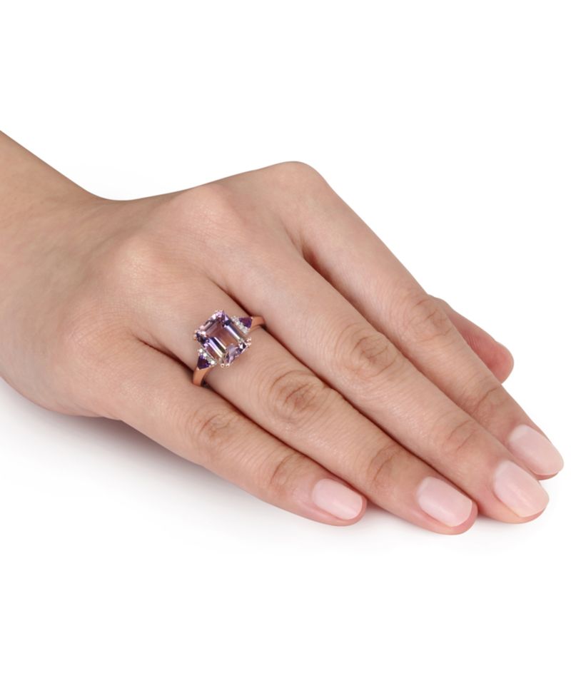 Ametrine (3-1/4 ct. t.w.), Amethyst (1/5 ct. t.w.) & Diamond (1/20 ct. t.w.) Statement Ring in Rose Gold-Plated Sterling Silver