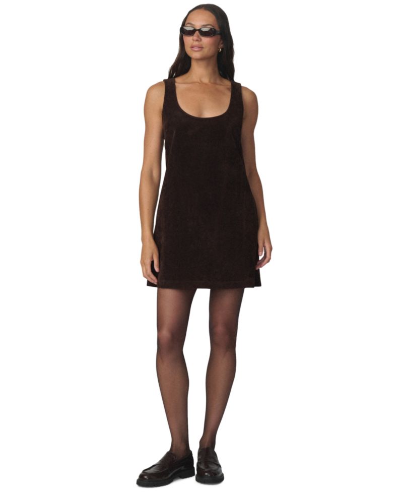 Women's Scoop Neck Faux-Suede Sleeveless Mini Dress