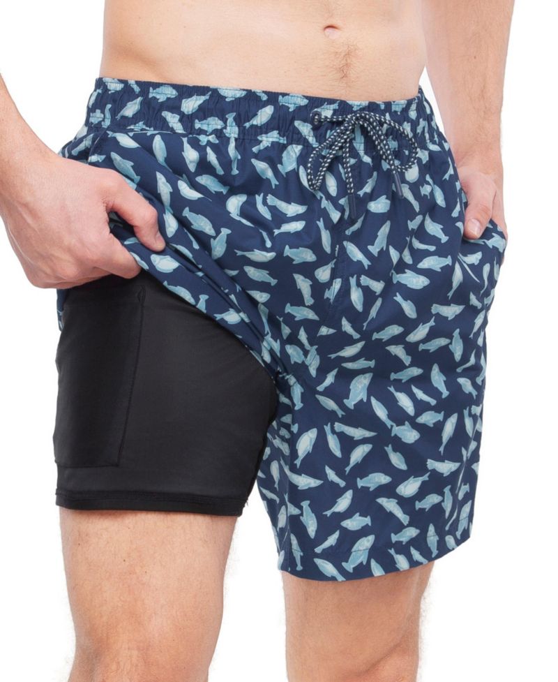 Men's Compression Liner Swim Trunks with Back Zipper Pocket