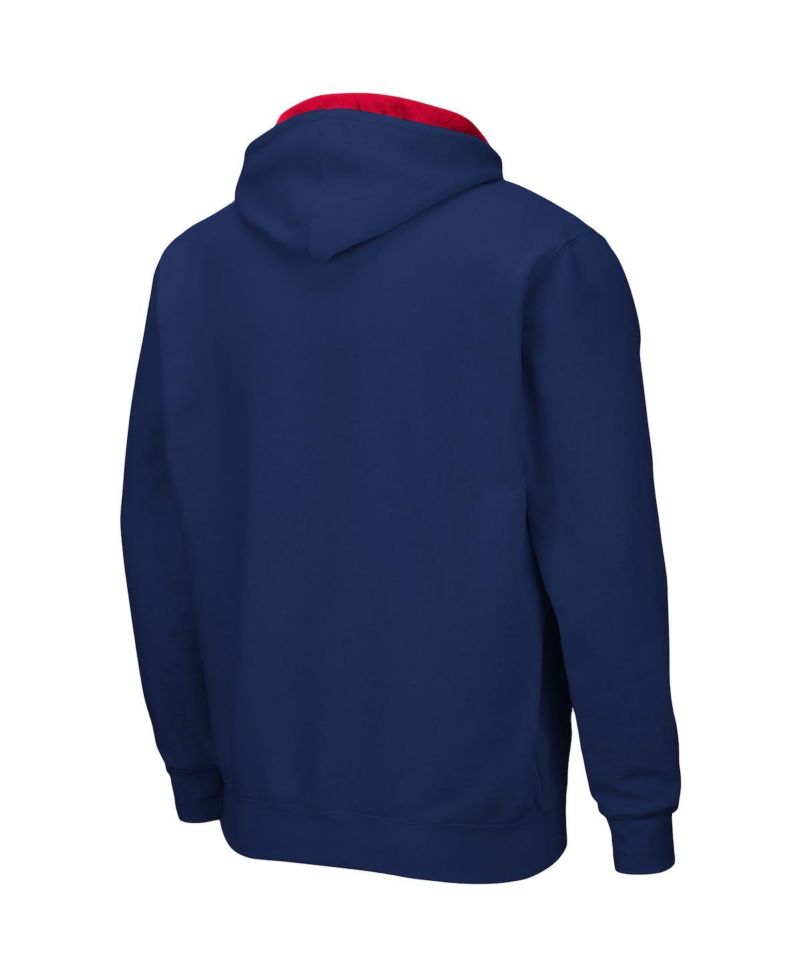 Men's Navy Fresno State Bulldogs Arch & Logo 3.0 Full-Zip Hoodie