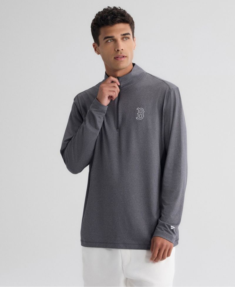 Men's Charcoal Boston Red Sox Clutch Quarter-Zip Pullover Sweatshirt