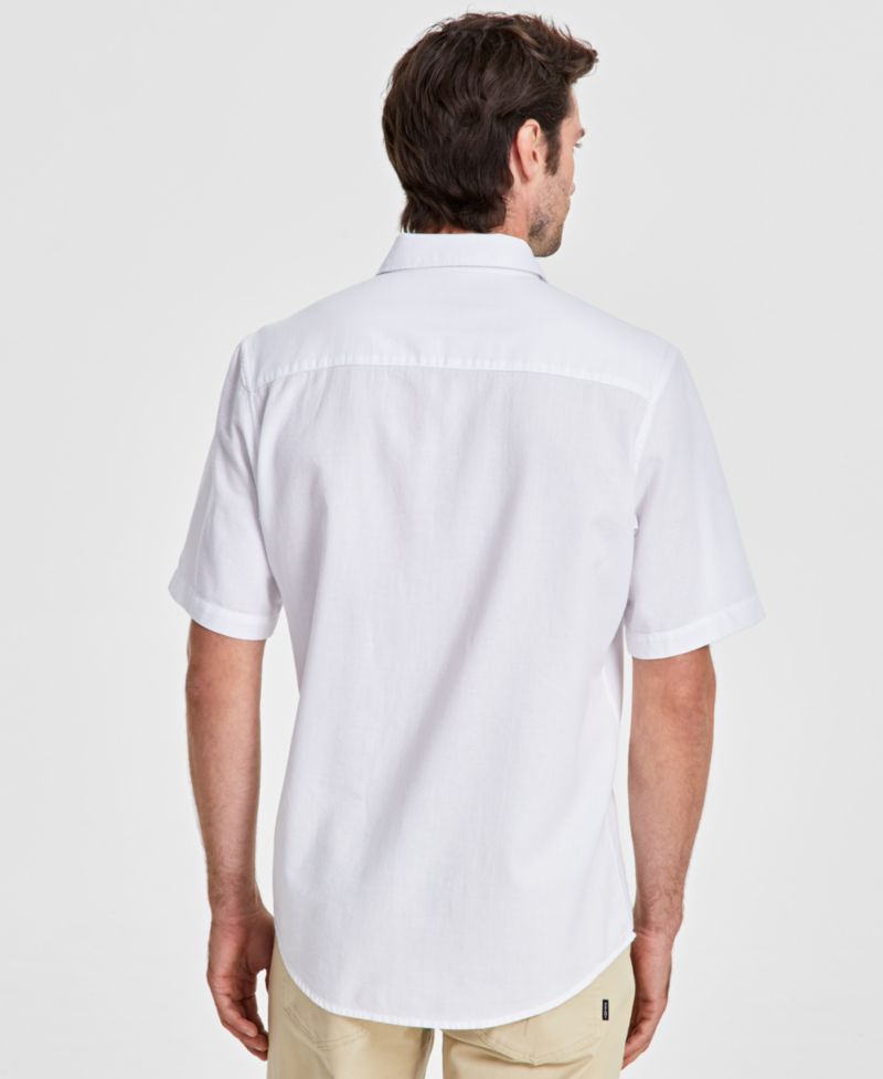 Men's Short-Sleeve Solid Textured Shirt