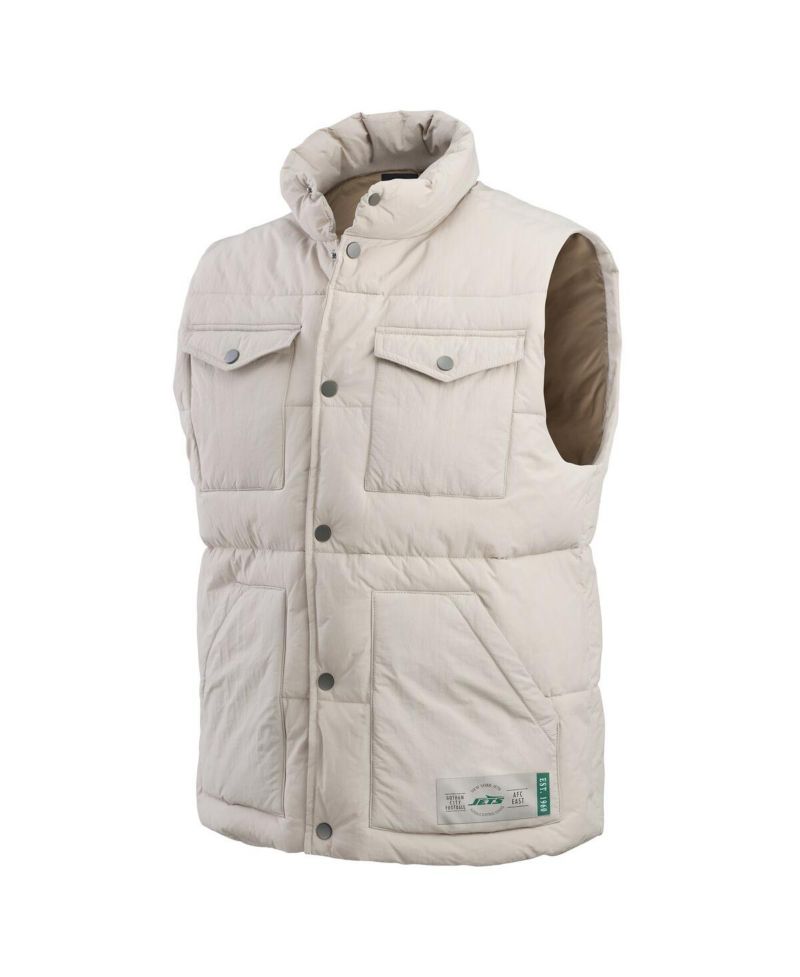 Darius Rucker Collection by Men's Cream New York Jets Puffer Full-Snap Vest
