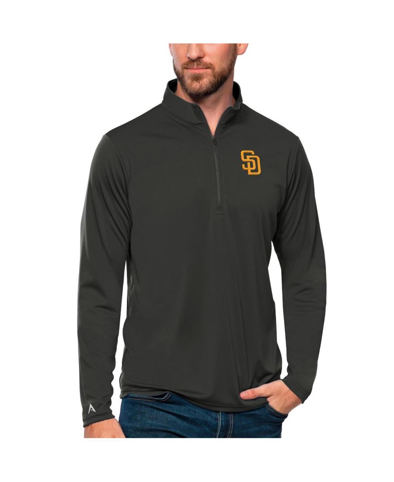 Men's Charcoal San Diego Padres Tribute Quarter-Zip Pullover Top