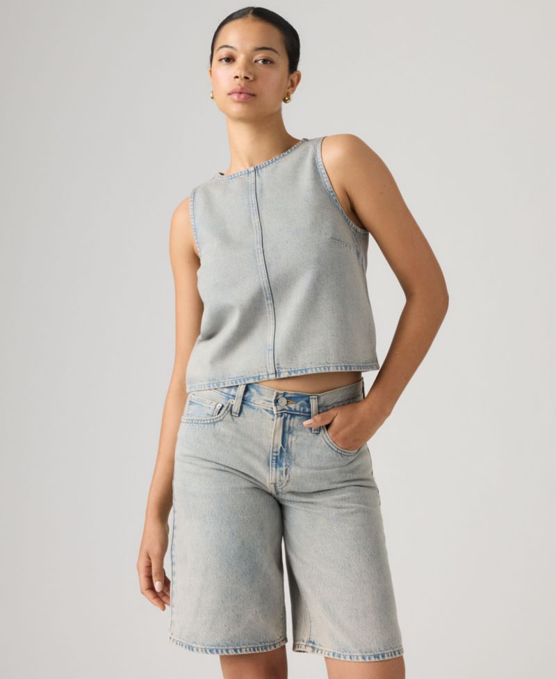 Women's Fitted Cropped Denim Tank