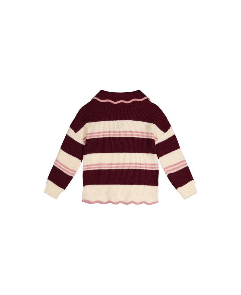 Little and Big Girl 6-14 Years Scalloped Collar Sweater