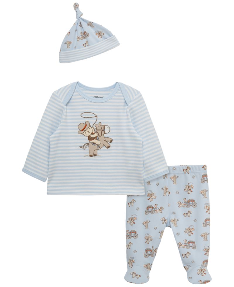 Baby Boys' Western Lap Shoulder T-Shirt, Pants and Hat, 3-Piece Set