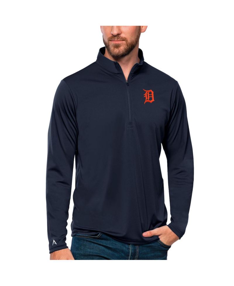Men's Navy Detroit Tigers Tribute Quarter-Zip Pullover Top