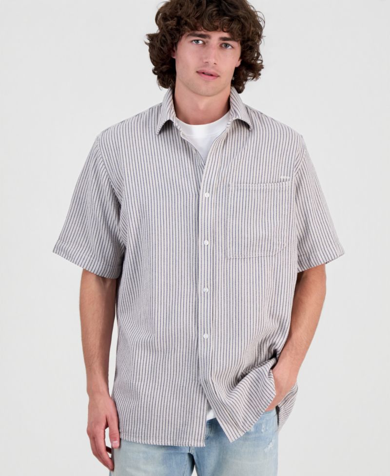 Men's One-Pocket Striped Short-Sleeve Shirt
