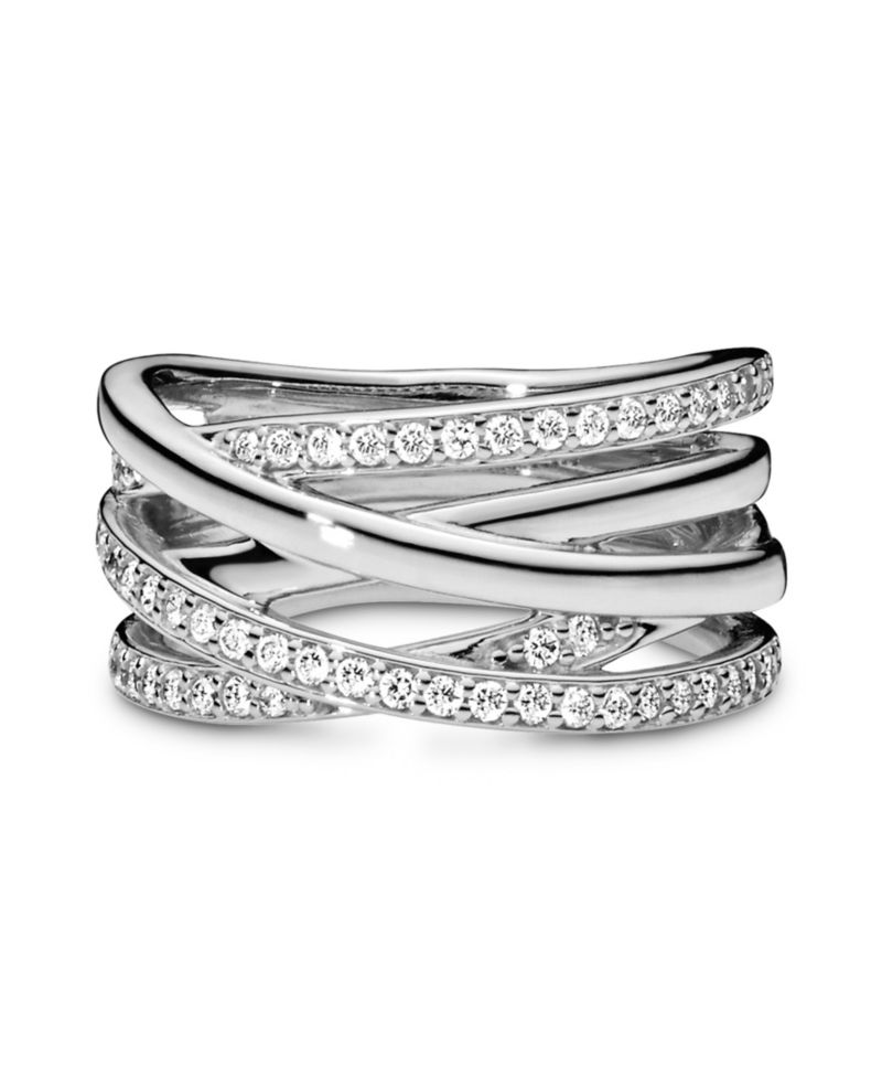 Cubic Zirconia Timeless Sparkling Polished Lines Ring