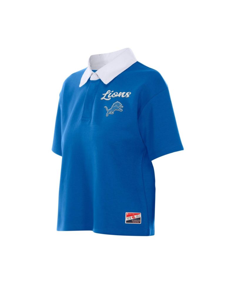 Women's Detroit Lions Throwback Boxy Cropped Cotton-Blend Polo