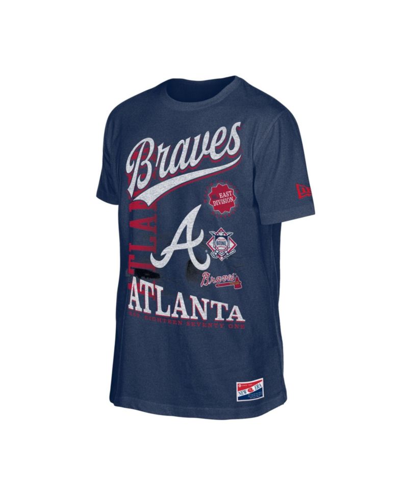 Men's Navy Atlanta Braves Oversized Throwback Distressed T-Shirt
