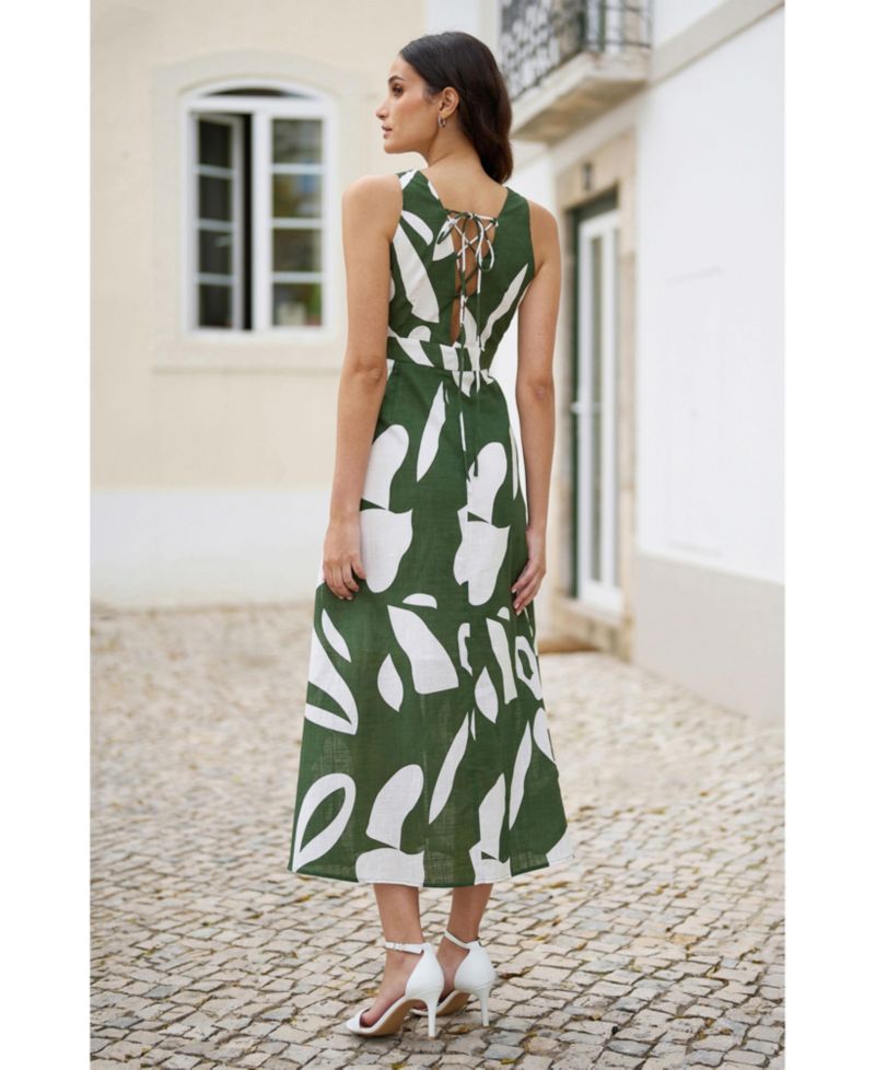 Women's Cotton Abstract Print Maxi Dress