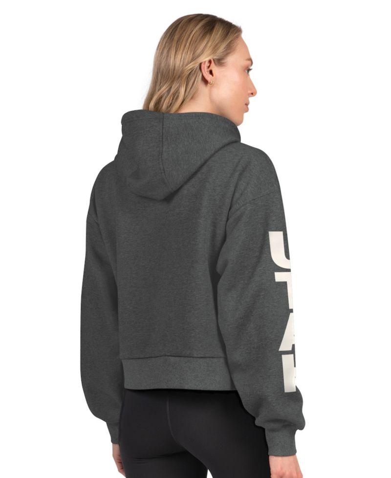 Women's Heather Charcoal Utah Mammoth Star Player Cropped Fleece Hoodie