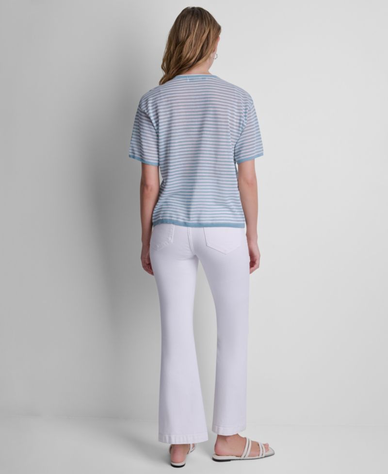 Women's Short-Sleeve Striped Sweater