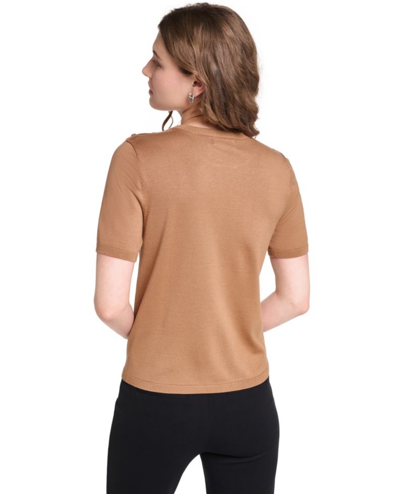 Petite Crewneck Short-Sleeve Sweater