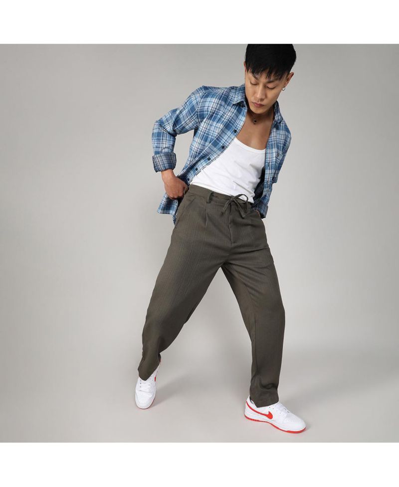 Men's Pleated Drawstring Trousers