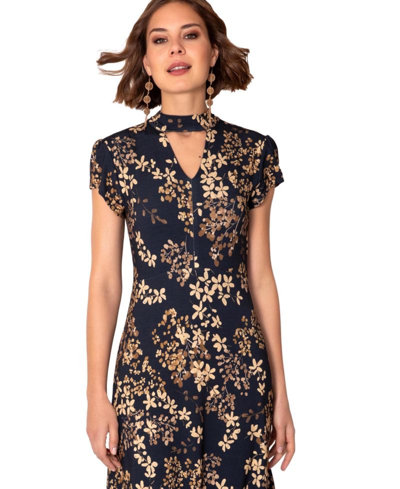 Women's Saffie Floral Keyhole Wedding Guest Midi Dress