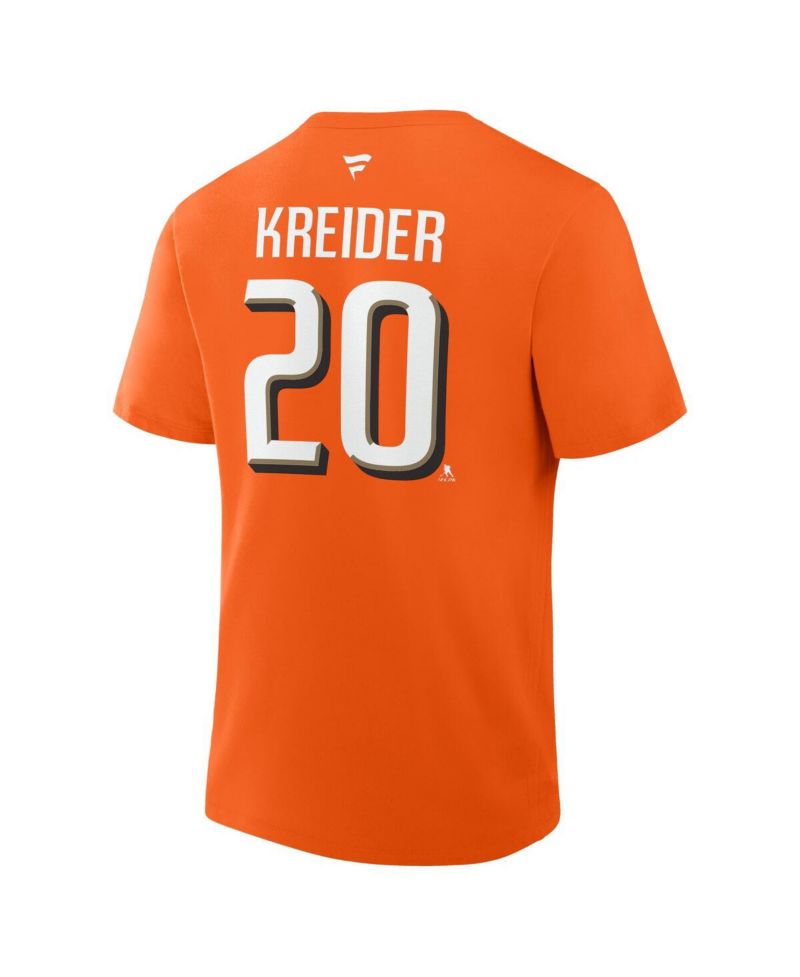 Men's Chris Kreider Orange Anaheim Ducks Authentic Stack Name & Number T-Shirt