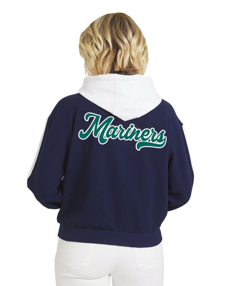 Women's Navy/White Seattle Mariners Color Blocked Full-Zip Hoodie