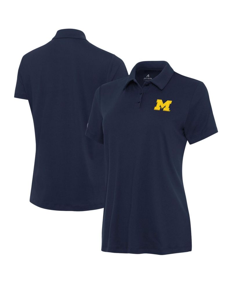 Women's Navy Michigan Wolverines Reprocess Polo Shirt