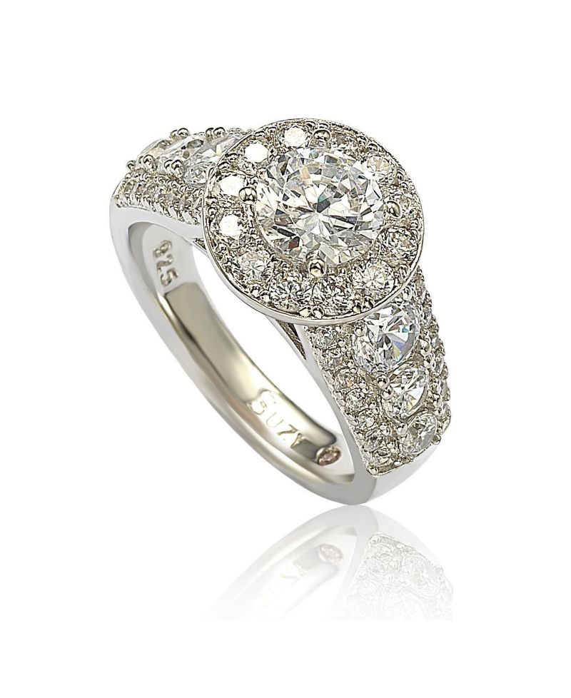Suzy Levian Bridal Sterling Silver Cubic Zirconia Center Stone Ring