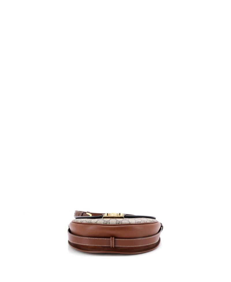 Small Padlock Saddle Shoulder Bag GG Coated Canvas and Leather