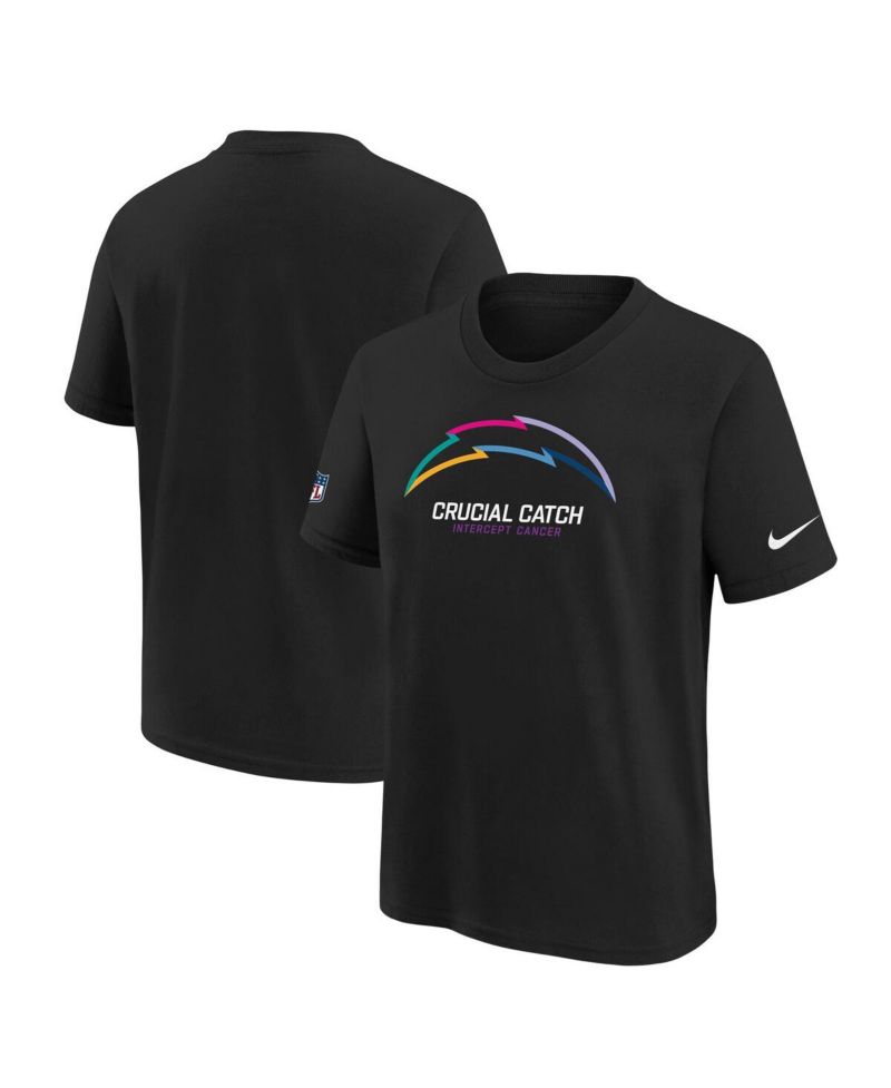 Big Boys and Girls Black Los Angeles Chargers 2024 NFL Crucial Catch T-Shirt