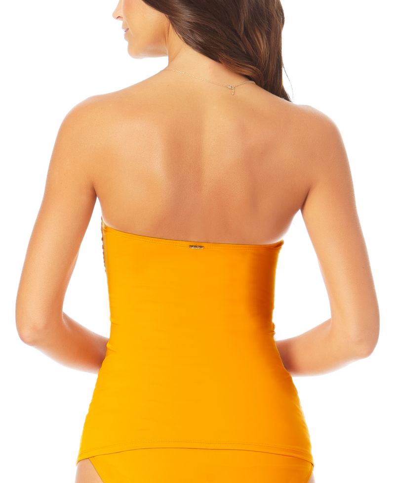 Twist-Front Ruched Tankini Top and High Waistband Bottoms