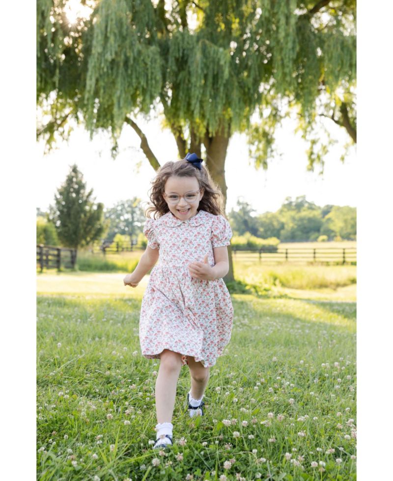Girls' 4-6x Floral Knee-Length Shirred Dress