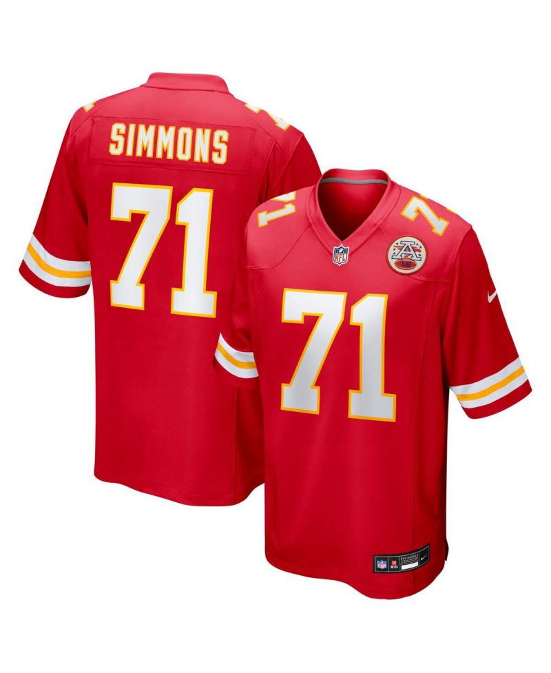 Men's Josh Simmons Red Kansas City Chiefs 2025 NFL Draft First Round Pick Game Jersey