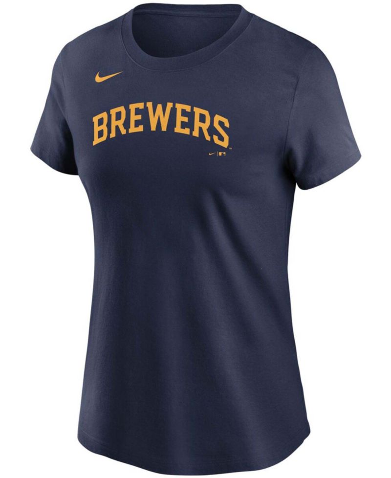 Women's Christian Yelich Navy Milwaukee Brewers Name & Number T-shirt