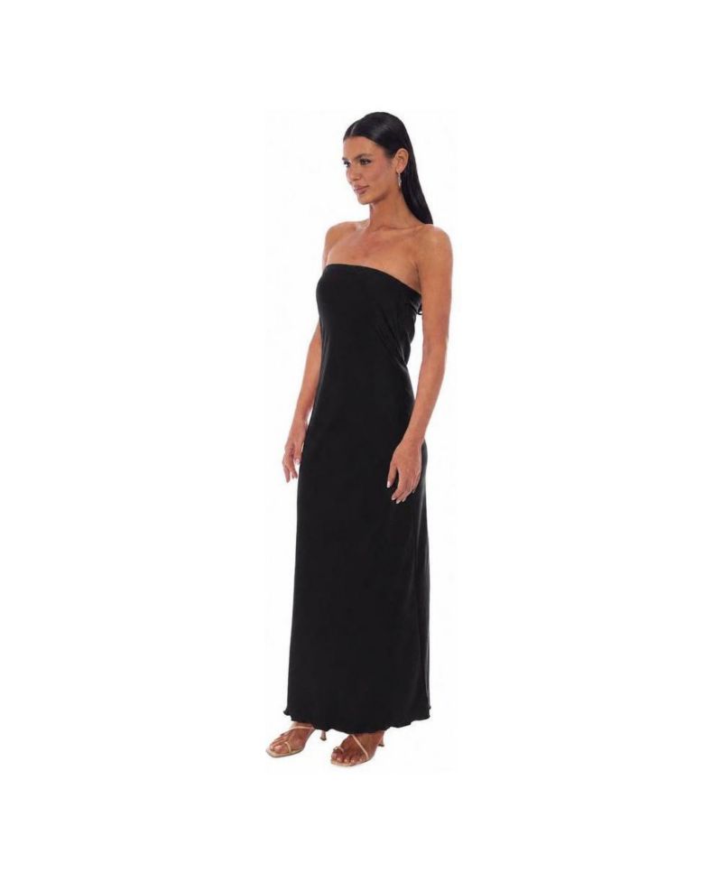 Women's Strapless Maxi Crushed-Satin Dress