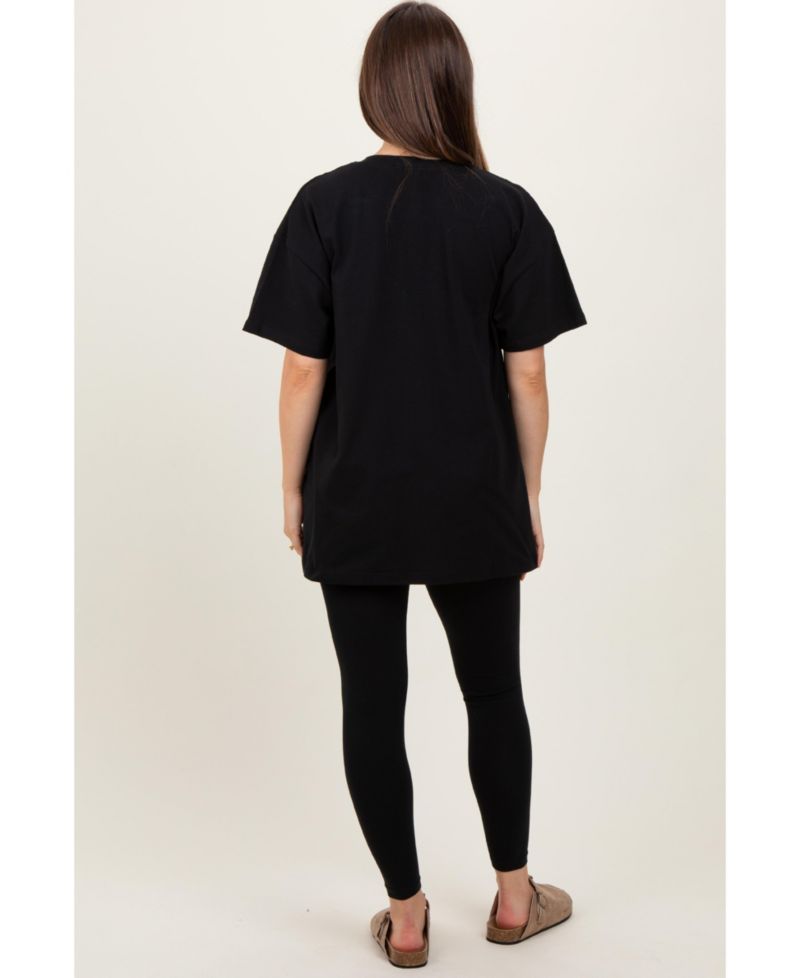 Women's Black Oversized Crewneck Short Sleeve and Legging Set