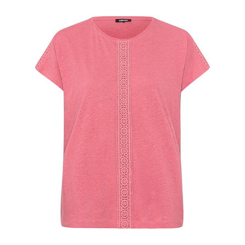 Embroidered Trim Cotton Linen Tee