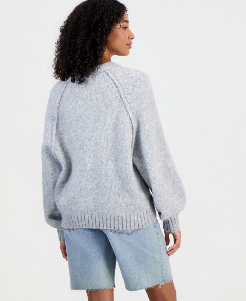 Petite Raglan Slouchy Crew Sweater