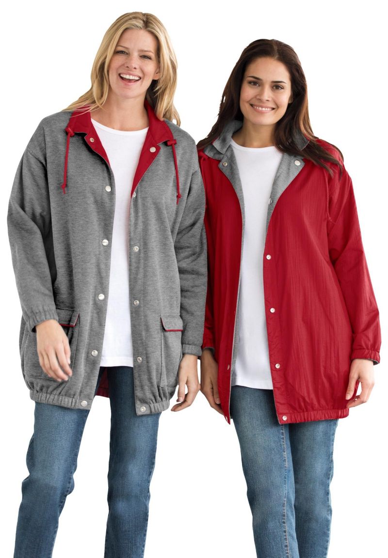 Plus Size Fleece Nylon Reversible Jacket
